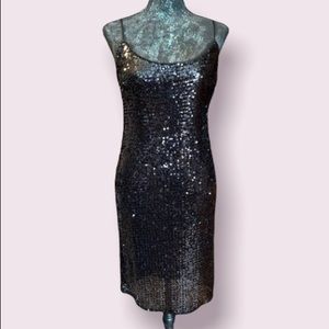 Bebe Sequin Slip Dress in Black